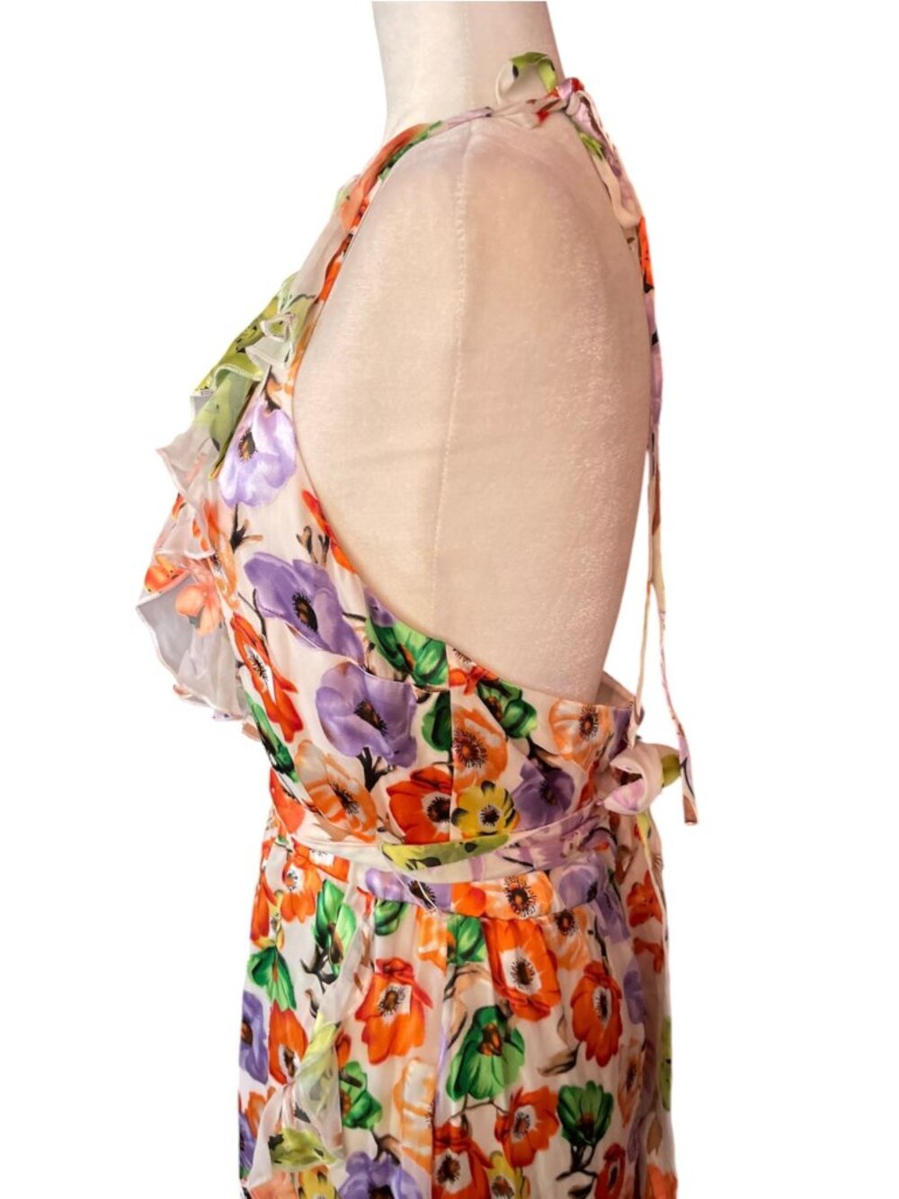 Alice + Olivia Evelia Floral Tie Waist Silk Blend Floral Dress SZ 8 Wedding - Picture 7 of 16